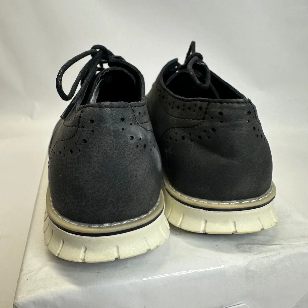 Steve Madden BMAT Mens Black Wingtip Brogue Oxford Shoes Contrast Lug Sole Sz 6